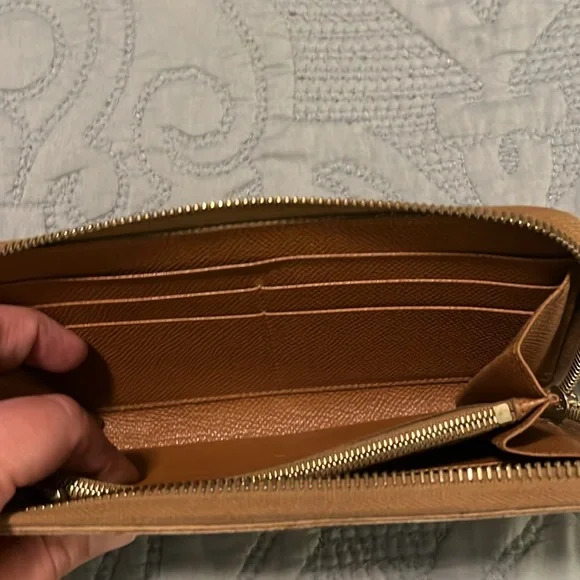Bvlgari Light Brown Pebble Grain Leather Long Zipper Wallet